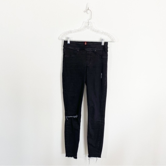 Spanx‎ Small Black Distressed Pull On High Rise Skinny Jeans - Picture 4 of 14